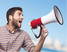 person holding a megaphone